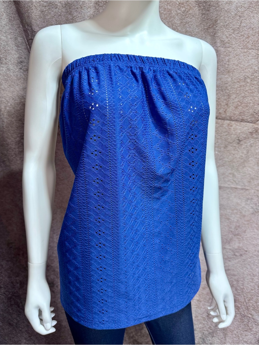 NWOT XL Royal Blue Strapless Eyelet Tube Top